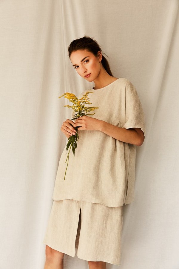 Devlyn Van Loon Gathered Tee - Denim Blue Devlyn Van Loon Gathered Tee - Denim Blue