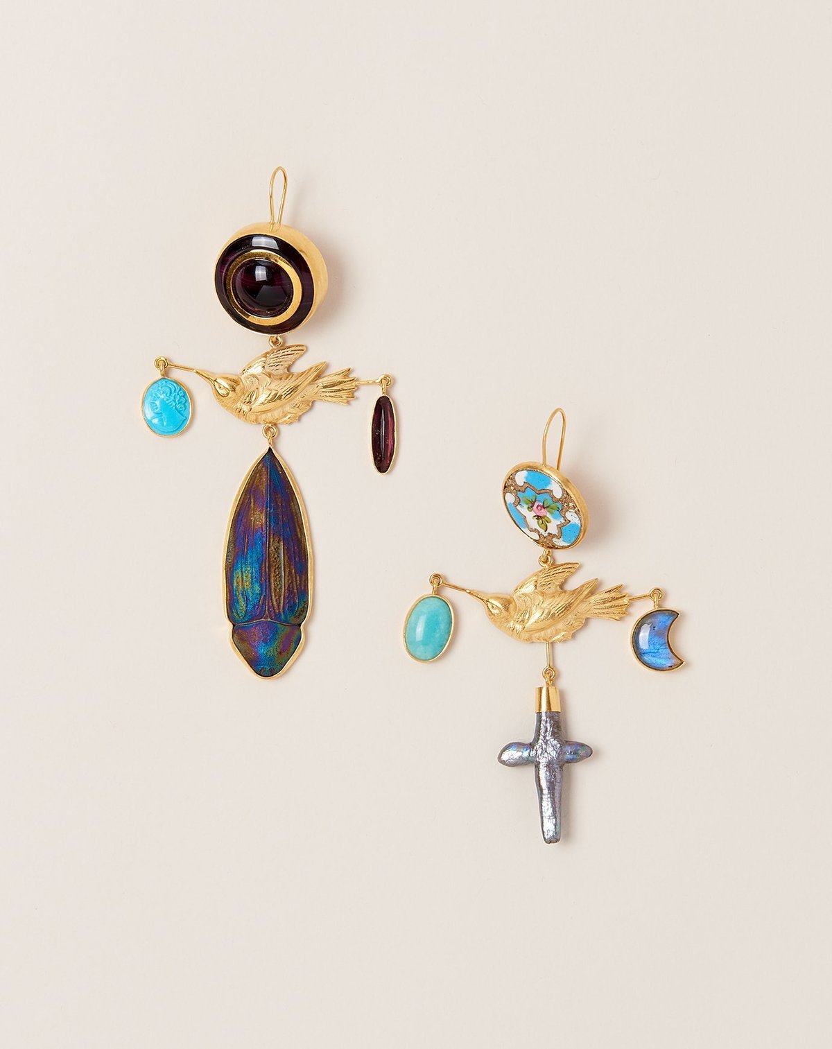 Bird Cross Drop Earrings - Image 1 of 6
