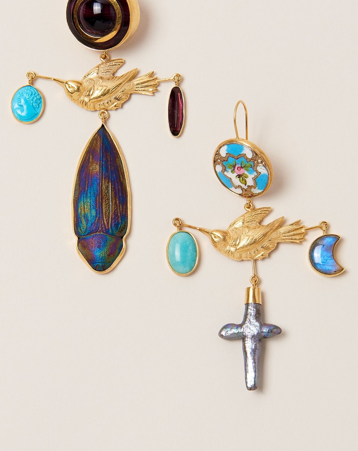 Bird Cross Drop Earrings - Image 2 of 6
