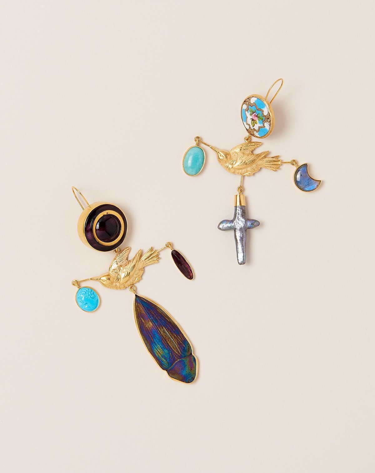 Bird Cross Drop Earrings - Image 4 of 6