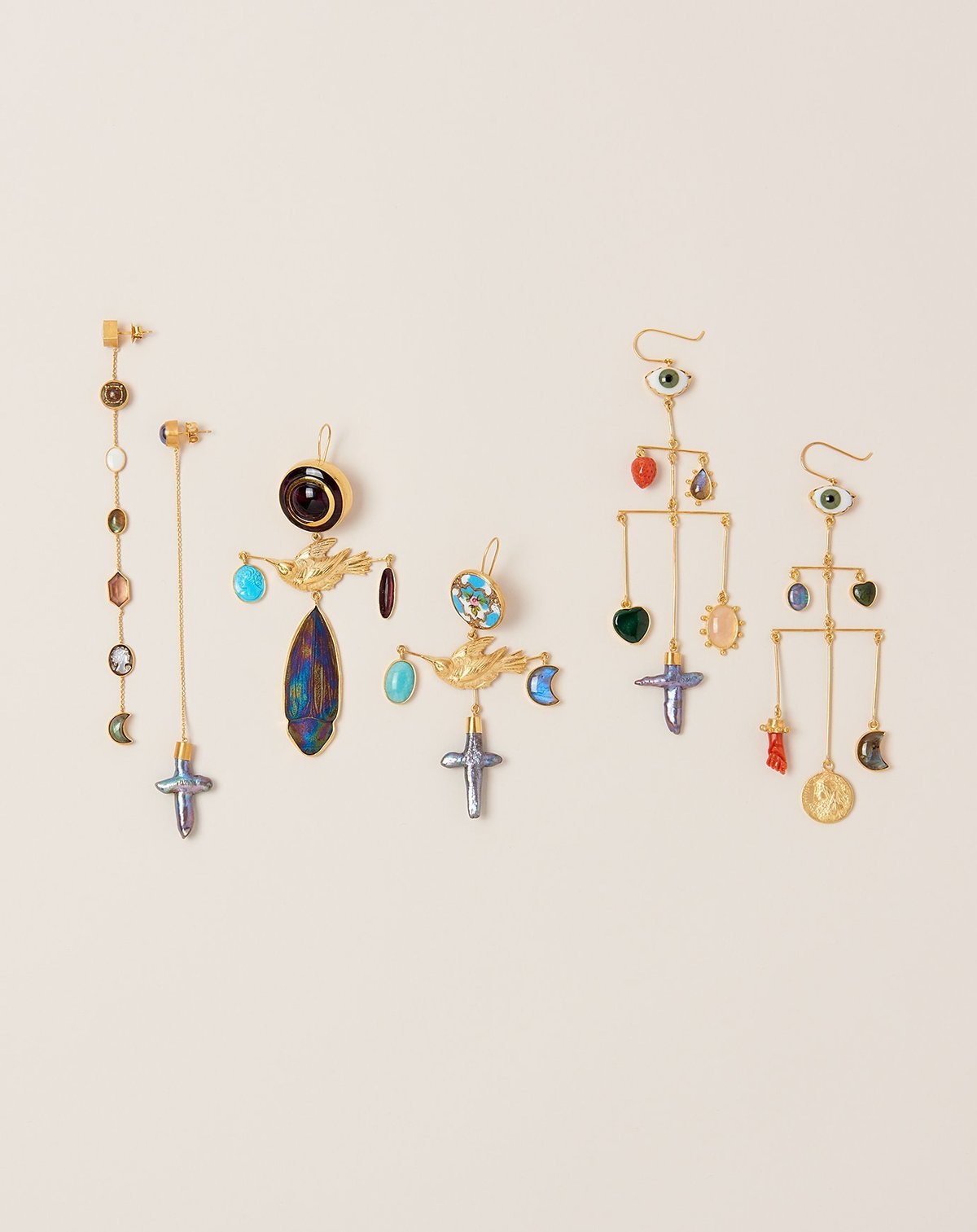 Bird Cross Drop Earrings - Image 5 of 6