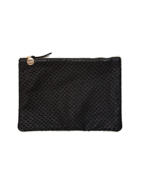 Clare V. Black Leather Flat Clutch with Cut Outs Clare V. Black Leather Flat Clutch with Cut Outs