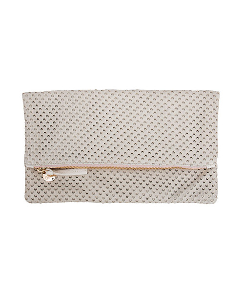 Clare V. Cream Cut Out Leather Foldover Clutch Clare V. Cream Cut Out Leather Foldover Clutch