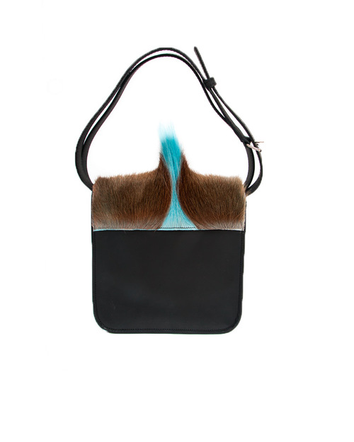 Brother Vellies Springbok and Leather Palma Bag in Black and Blue Brother Vellies Springbok and Leather Palma Bag in Black and Blue