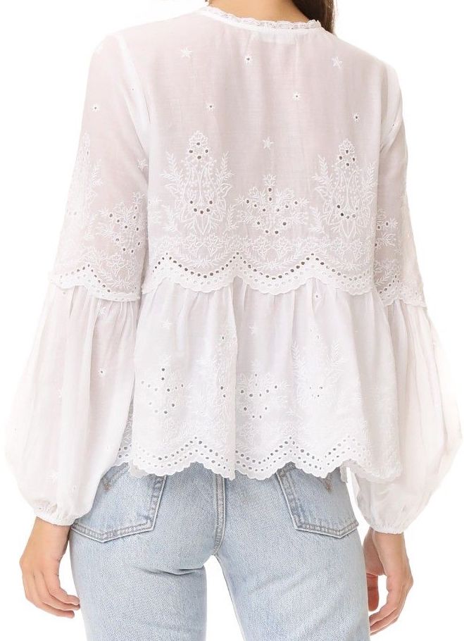 Ulla Johnson cotton long sleeve eyelet blouse white Garmentory