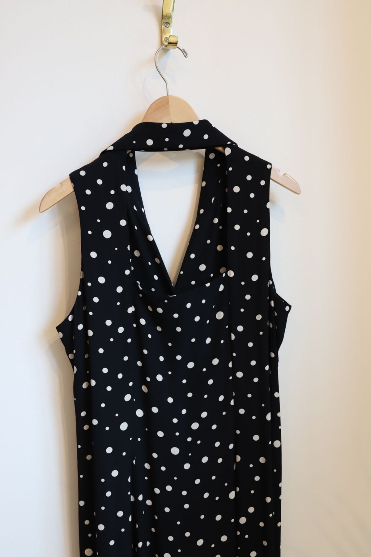 Vintage Plus Size Polka Dot Halter Dress - Black | Garmentory