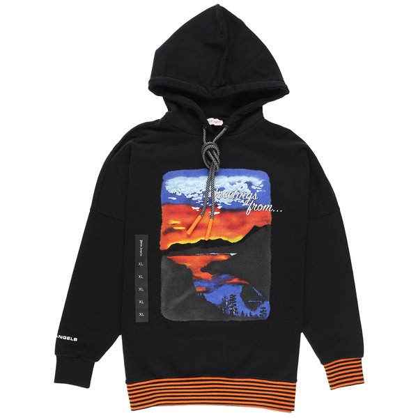 Palm Angels Greetings From All Over Hoodie Black Multi on Garmentory