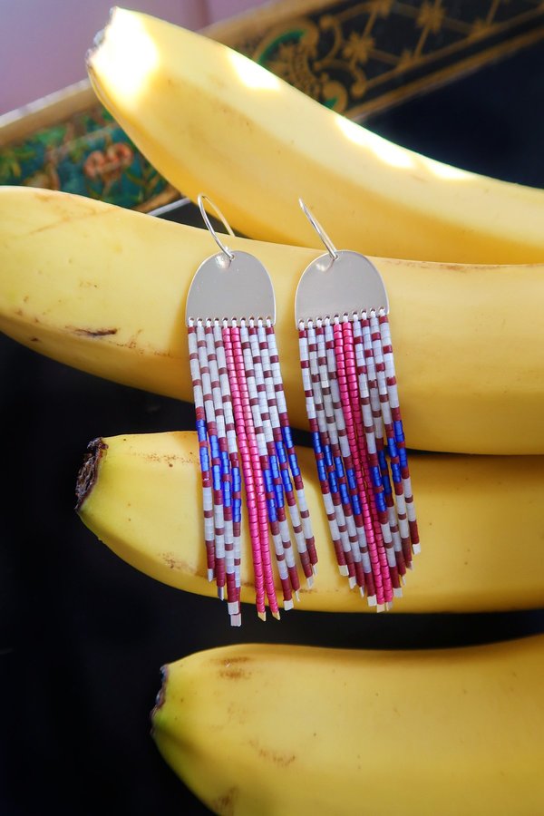 Suga Earring No. 043 - Pink Stripe Suga Earring No. 043 - Pink Stripe