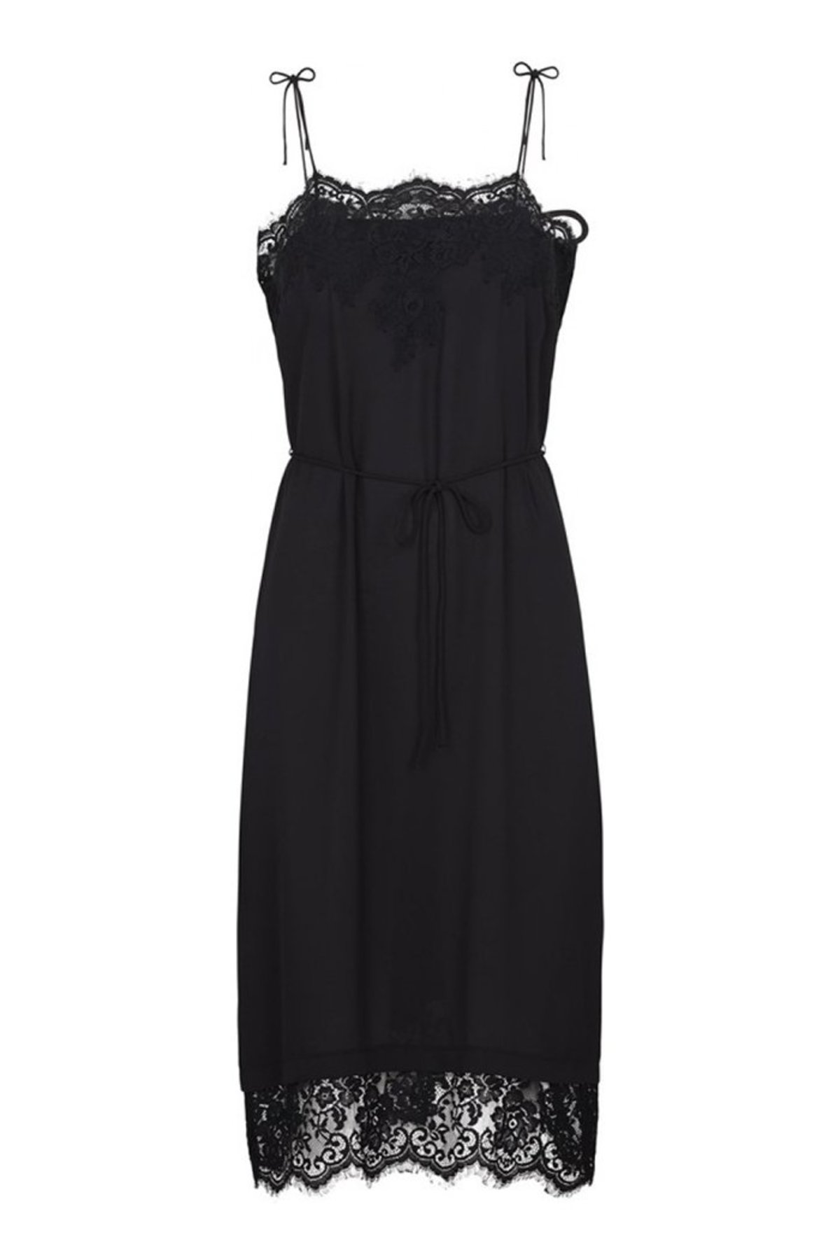 [Margesherwood ] / ☆ LACE MIDI SLIP DRESS / black Black Lace French Style Midi Slip Dress