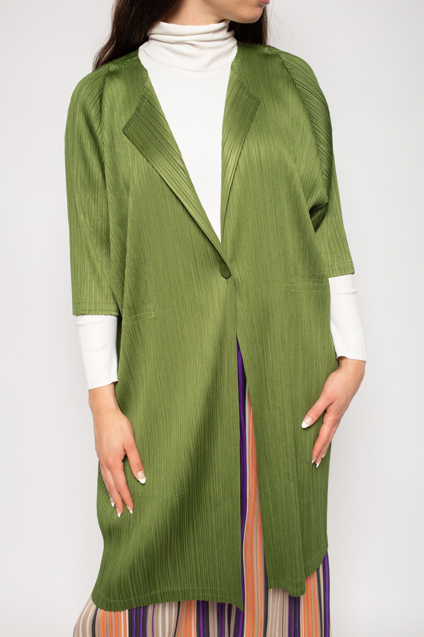 pleated duster coat