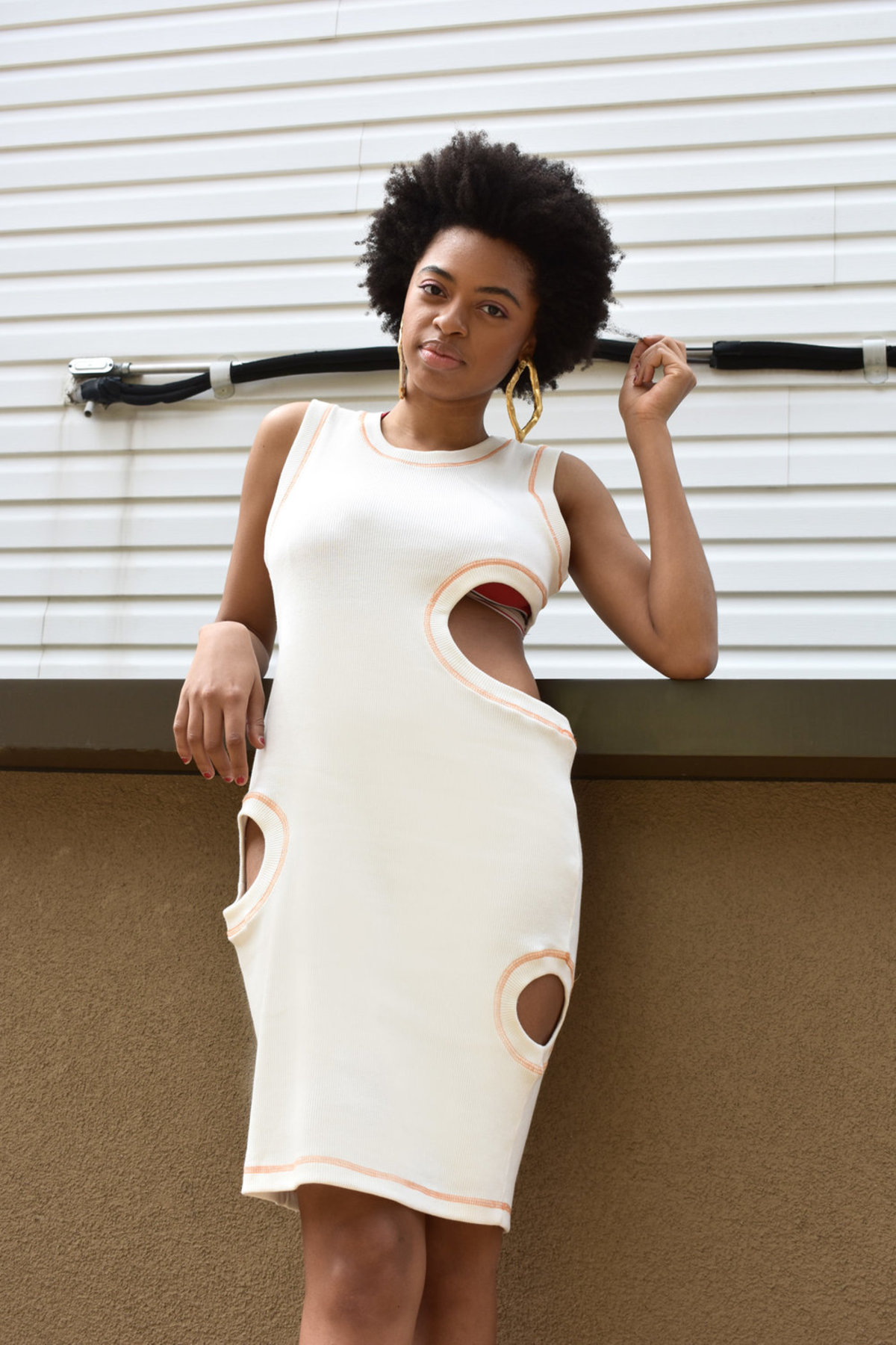 Phlemuns Sleeveless Cutout Dress - White | Garmentory Phlemuns Sleeveless Cutout Dress - White | Garmentory