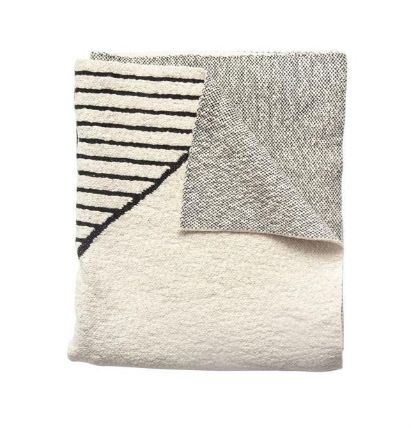 Bloomingville Geometric Striped Knit Throw - creamy white/black Bloomingville Geometric Striped Knit Throw - creamy white/black