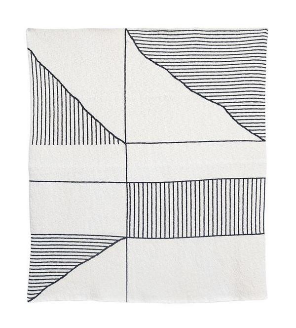 Bloomingville Geometric Striped Knit Throw - creamy white/black Bloomingville Geometric Striped Knit Throw - creamy white/black