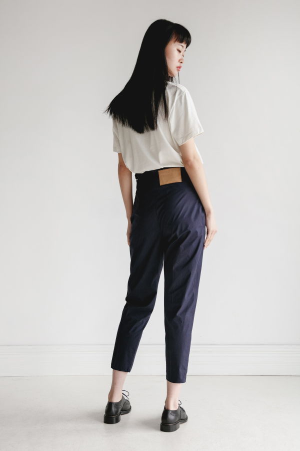 Hache Slim Poplin Trousers - Navy