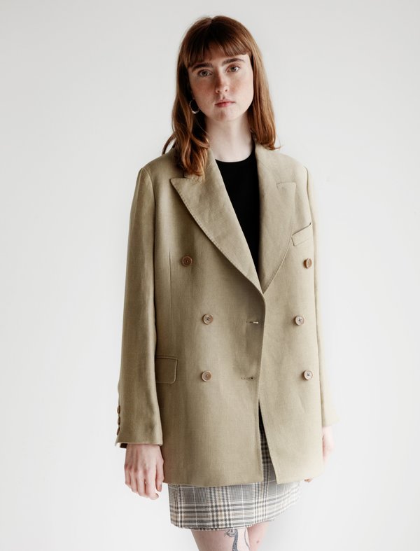 Our Legacy Unconstructed DB Blazer - Raw Olive Our Legacy Unconstructed DB Blazer - Raw Olive