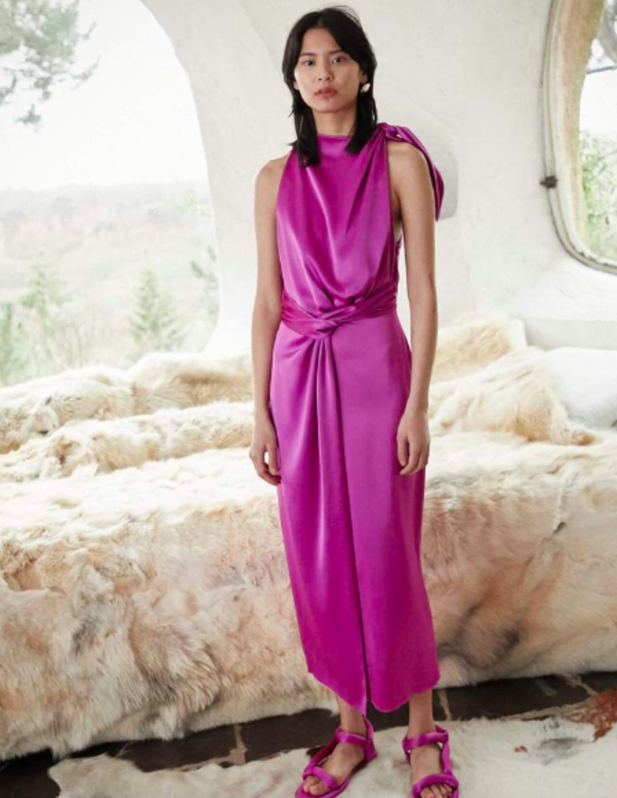 nanushka kalila satin midi dress Kalila Dress by Nanushka