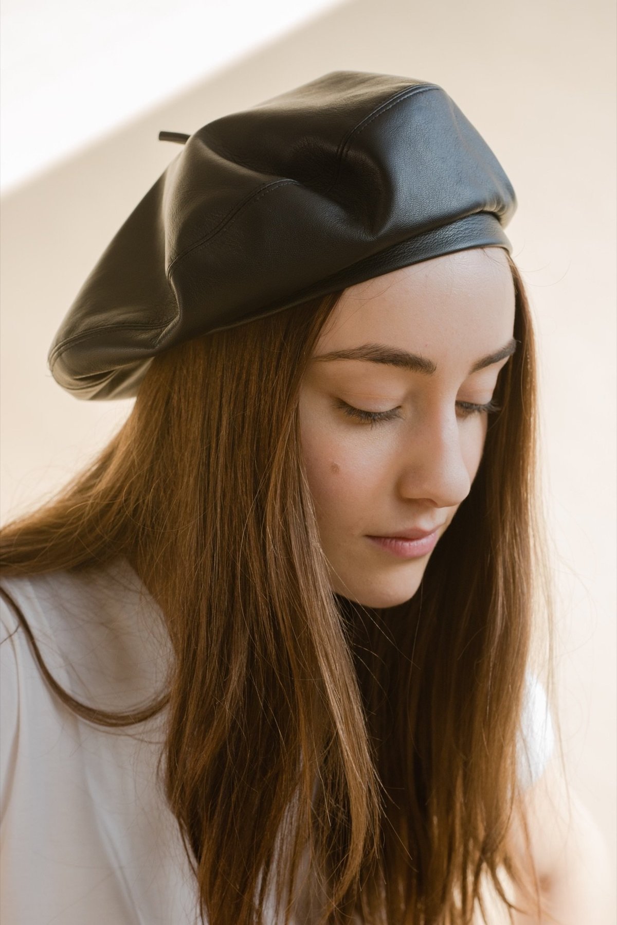 WOLF & GYPSY VINTAGE Leather Beret BLACK Garmentory