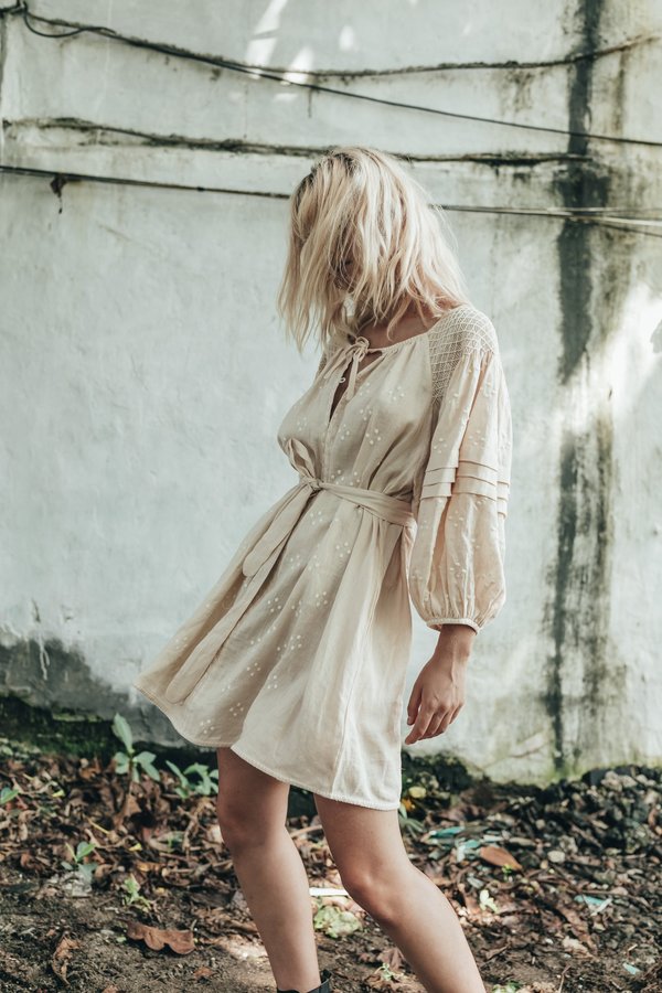 Innika Choo Hans Ufmafrok Mini Smock Dress - Biscuit | Garmentory