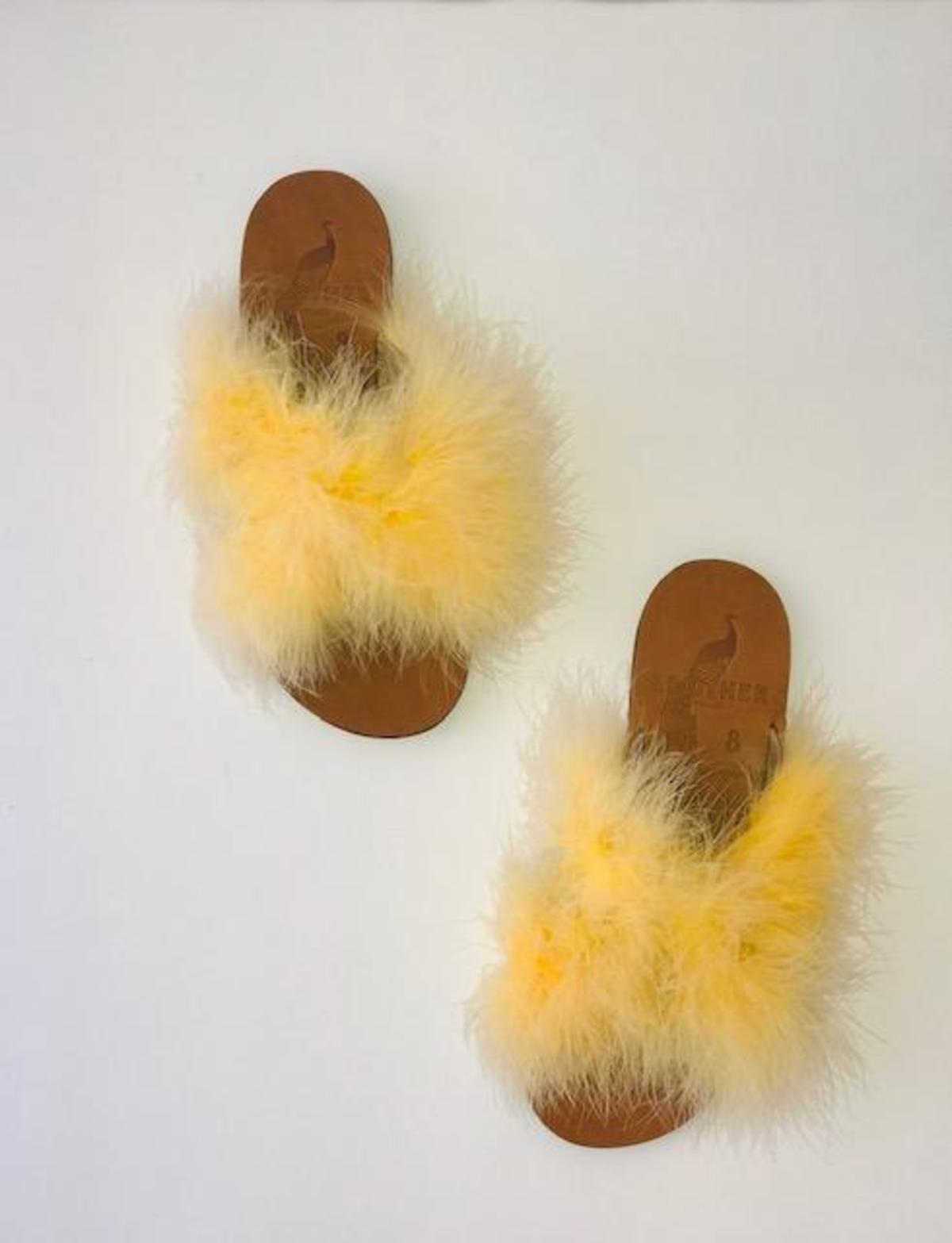 Brother Vellies Lamu Sandal - Mango Marabou - Image 1 of 2