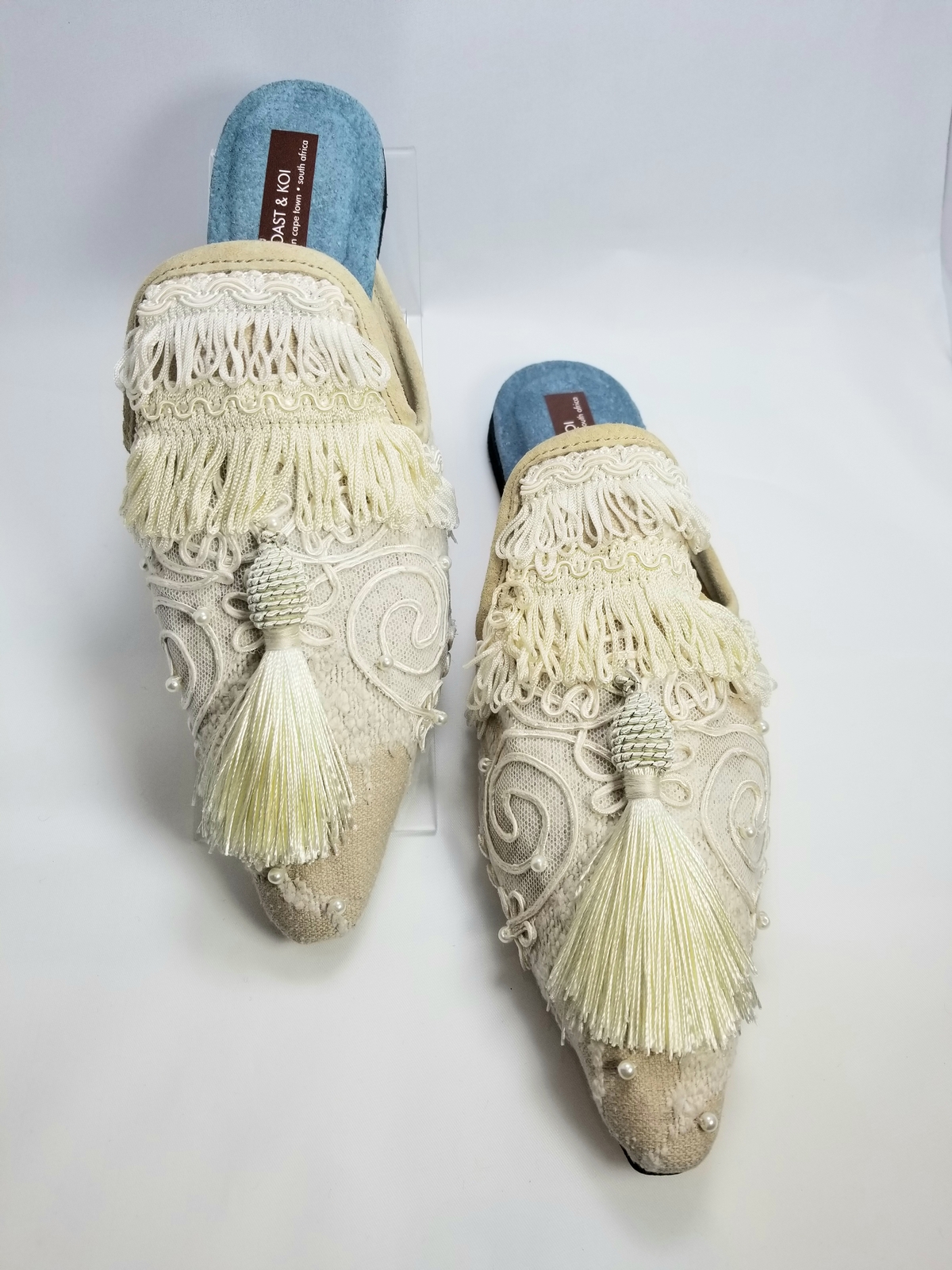Coast & Koi Tapestry with Pearls and Silk Tassel Shoes - Ivory  - Image 1 of 4