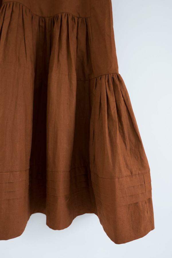knee length dresses for ladies Ona Women's Linen Ruffle Dress