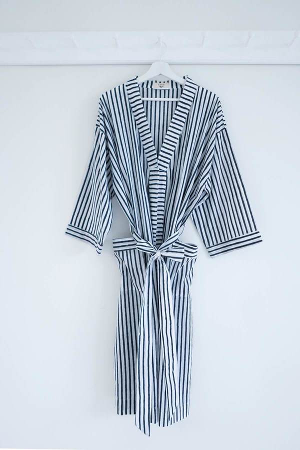 Karu Striped Robe - Midnight Blue Karu Striped Robe - Midnight Blue
