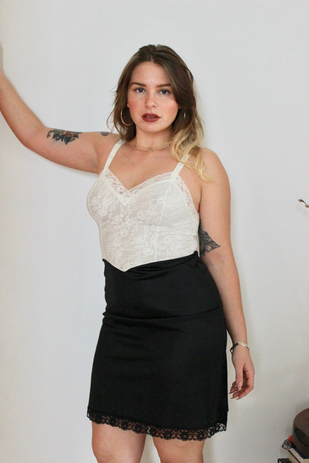 Vintage Lace Slip Black/White Garmentory