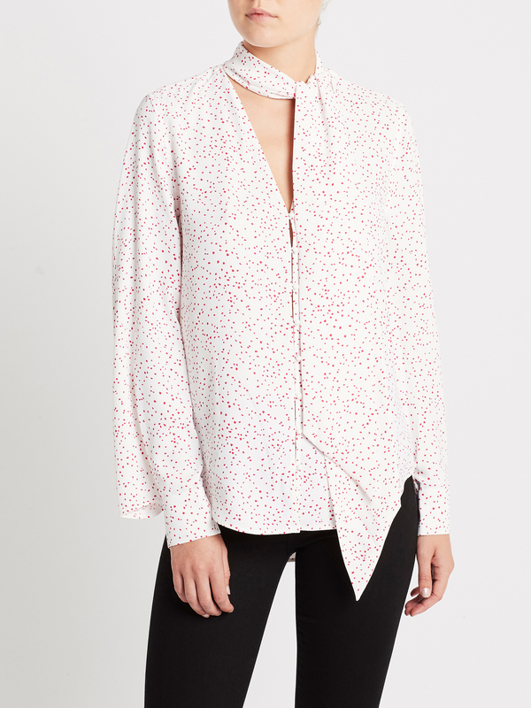 Equipment Hatty Blouse - Nature White/Ecarlete Equipment Hatty Blouse - Nature White/Ecarlete