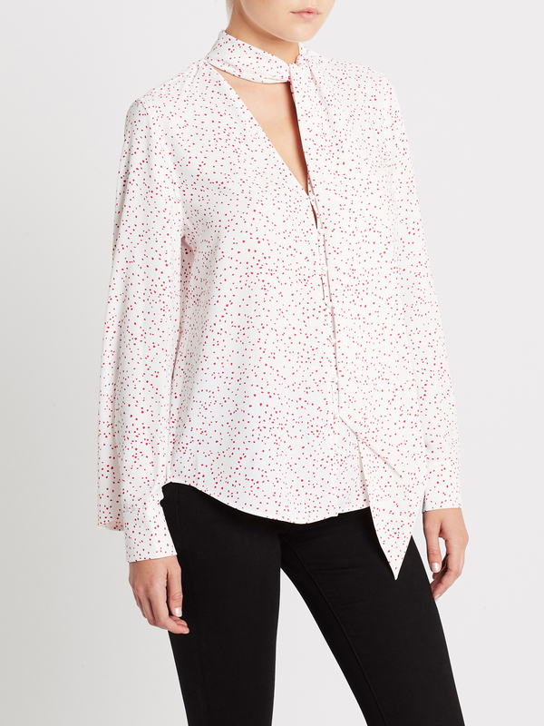 Equipment Hatty Blouse - Nature White/Ecarlete Equipment Hatty Blouse - Nature White/Ecarlete