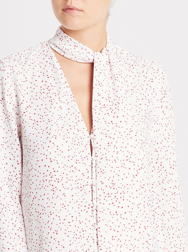Equipment Hatty Blouse - Nature White/Ecarlete Equipment Hatty Blouse - Nature White/Ecarlete