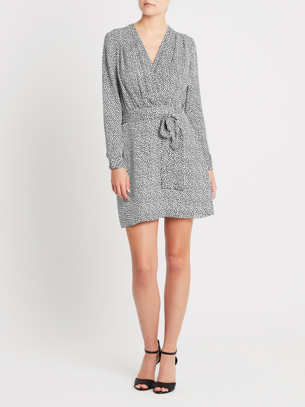 L'agence Diego Faux Wrap Dress - Ivory/Black L'agence Diego Faux Wrap Dress - Ivory/Black