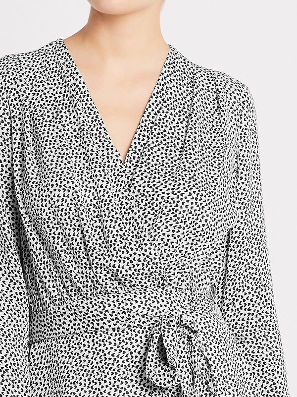 L'agence Diego Faux Wrap Dress - Ivory/Black L'agence Diego Faux Wrap Dress - Ivory/Black