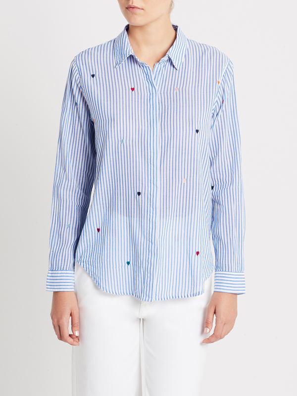 Rails Taylor Shirt - Rainbow Embroidered Hearts Rails Taylor Shirt - Rainbow Embroidered Hearts