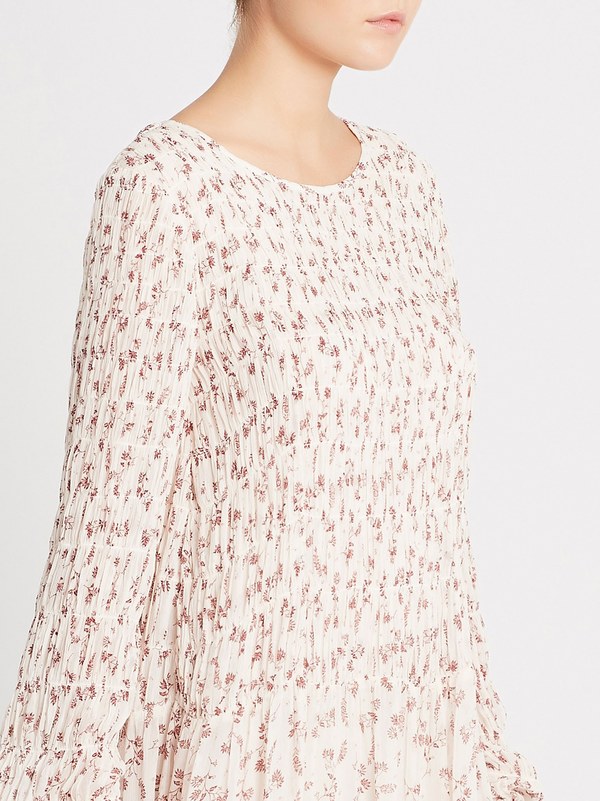 FRAME Denim Smocked Floral Dress - Off White FRAME Denim Smocked Floral Dress - Off White