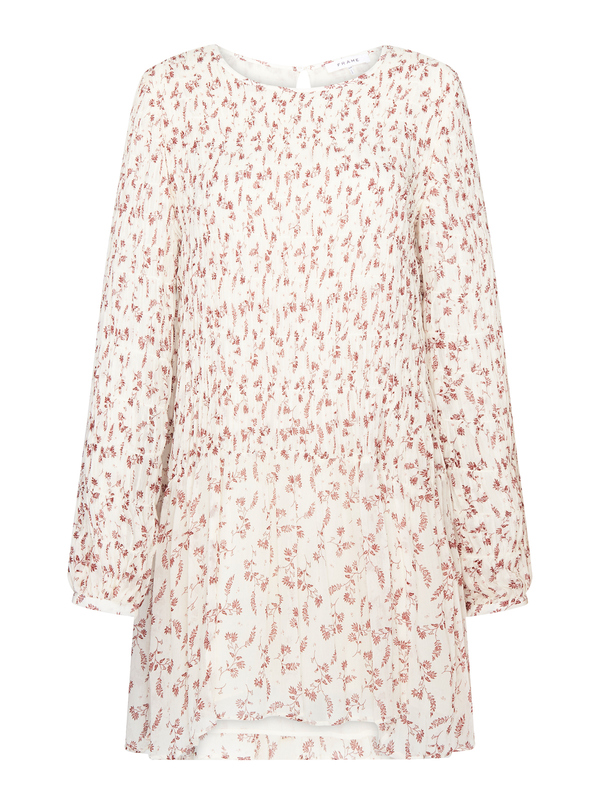 FRAME Denim Smocked Floral Dress - Off White FRAME Denim Smocked Floral Dress - Off White