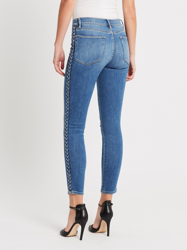 FRAME Denim Le High Skinny Braided Seam Jean - Mid Denim FRAME Denim Le High Skinny Braided Seam Jean - Mid Denim