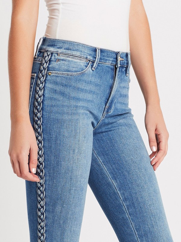 FRAME Denim Le High Skinny Braided Seam Jean - Mid Denim FRAME Denim Le High Skinny Braided Seam Jean - Mid Denim