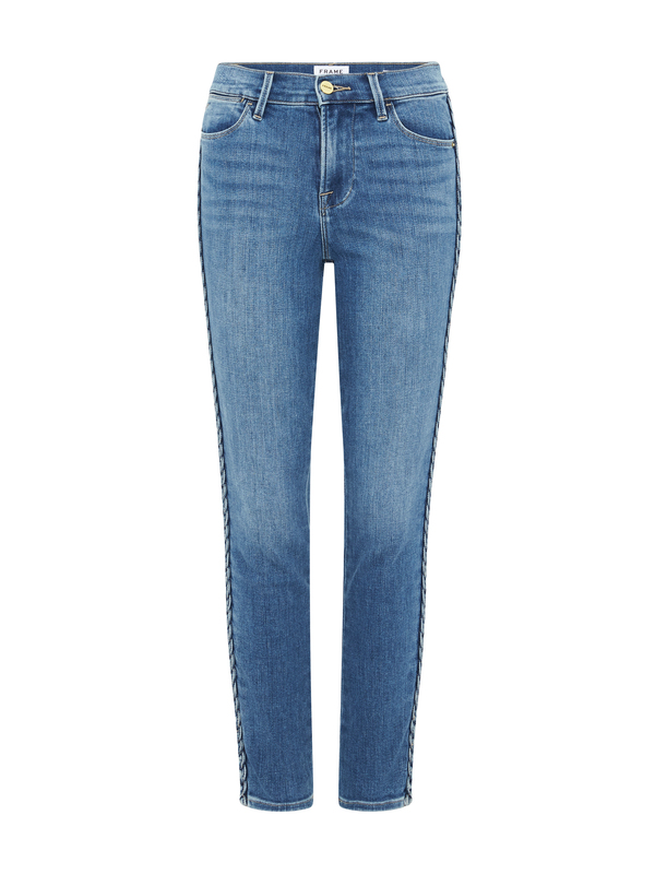 FRAME Denim Le High Skinny Braided Seam Jean - Mid Denim FRAME Denim Le High Skinny Braided Seam Jean - Mid Denim