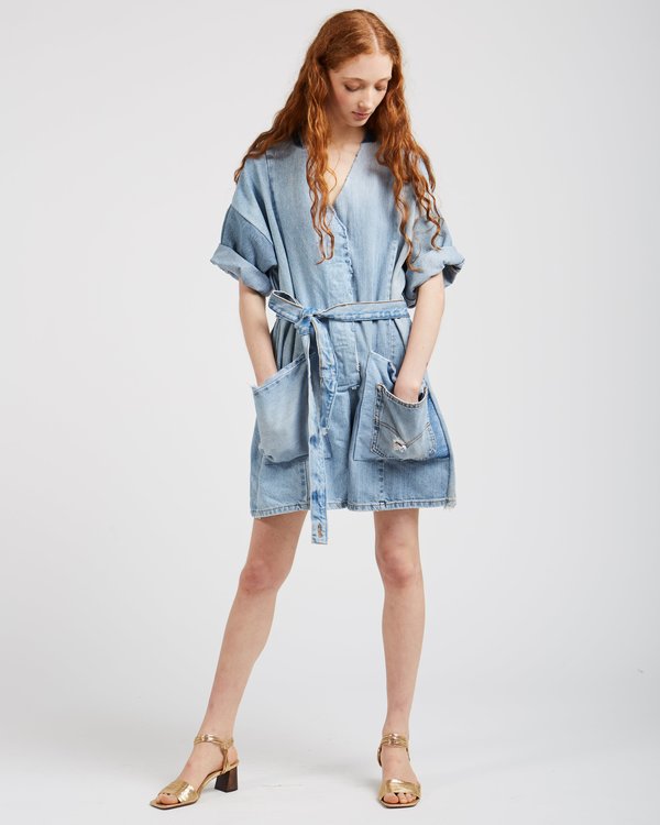 SilkDenim Denim Patchwork Jumpsuit SilkDenim Denim Patchwork Jumpsuit