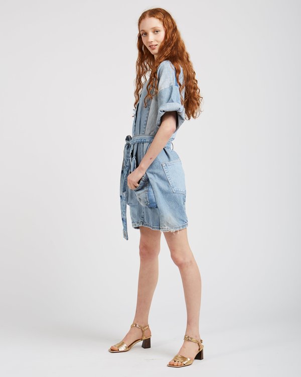 SilkDenim Denim Patchwork Jumpsuit SilkDenim Denim Patchwork Jumpsuit