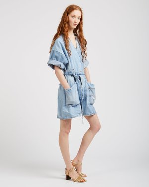 SilkDenim Denim Patchwork Jumpsuit SilkDenim Denim Patchwork Jumpsuit