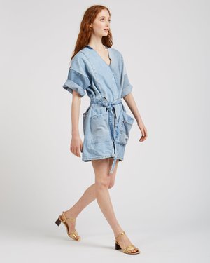 SilkDenim Denim Patchwork Jumpsuit SilkDenim Denim Patchwork Jumpsuit