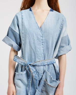 SilkDenim Denim Patchwork Jumpsuit SilkDenim Denim Patchwork Jumpsuit