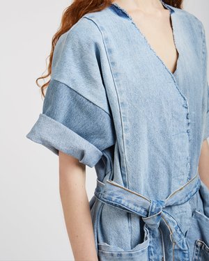 SilkDenim Denim Patchwork Jumpsuit SilkDenim Denim Patchwork Jumpsuit