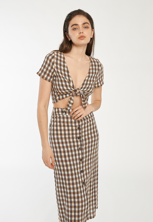 Rita Row Kas Skirt - Brown Gingham Rita Row Kas Skirt - Brown Gingham