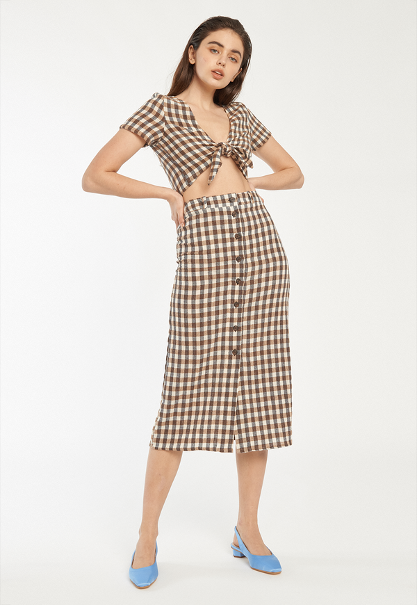 Rita Row Kas Skirt - Brown Gingham Rita Row Kas Skirt - Brown Gingham