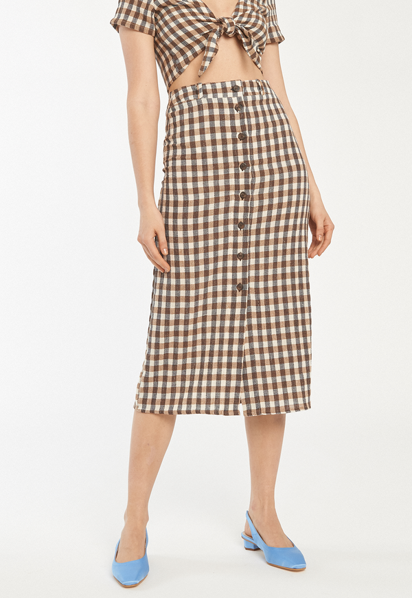 Rita Row Kas Skirt - Brown Gingham Rita Row Kas Skirt - Brown Gingham