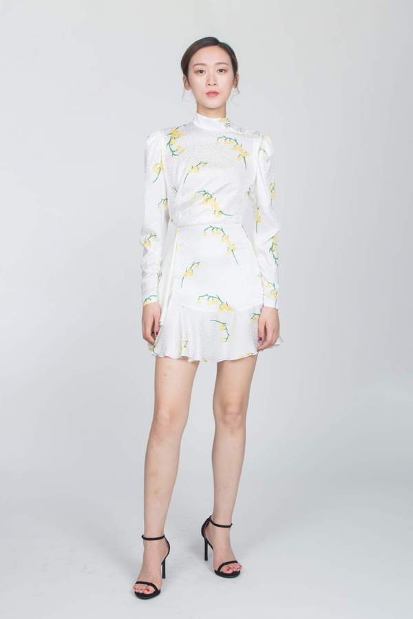 alessandra rich cowl-neck floral-devor chiffon mini dress Alessandra Rich Dresses | Summer 2026 Collection
