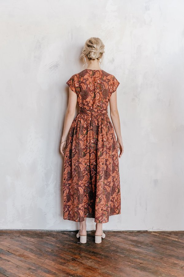 Voloshin Kazuko Linen Wrap Dress | Garmentory