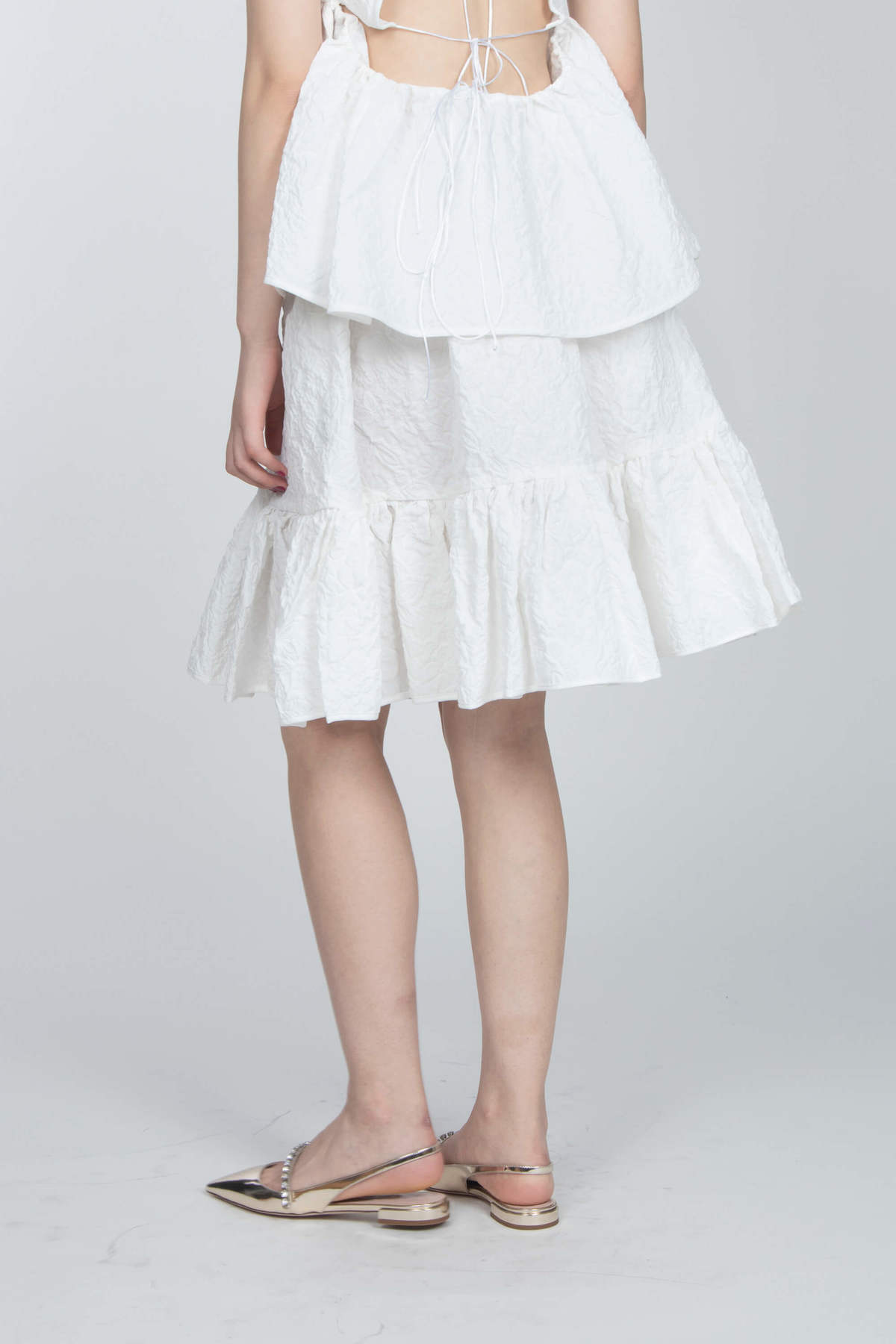 CECILIE BAHNSEN Skirt With Ruffle Hem - WHITE | Garmentory